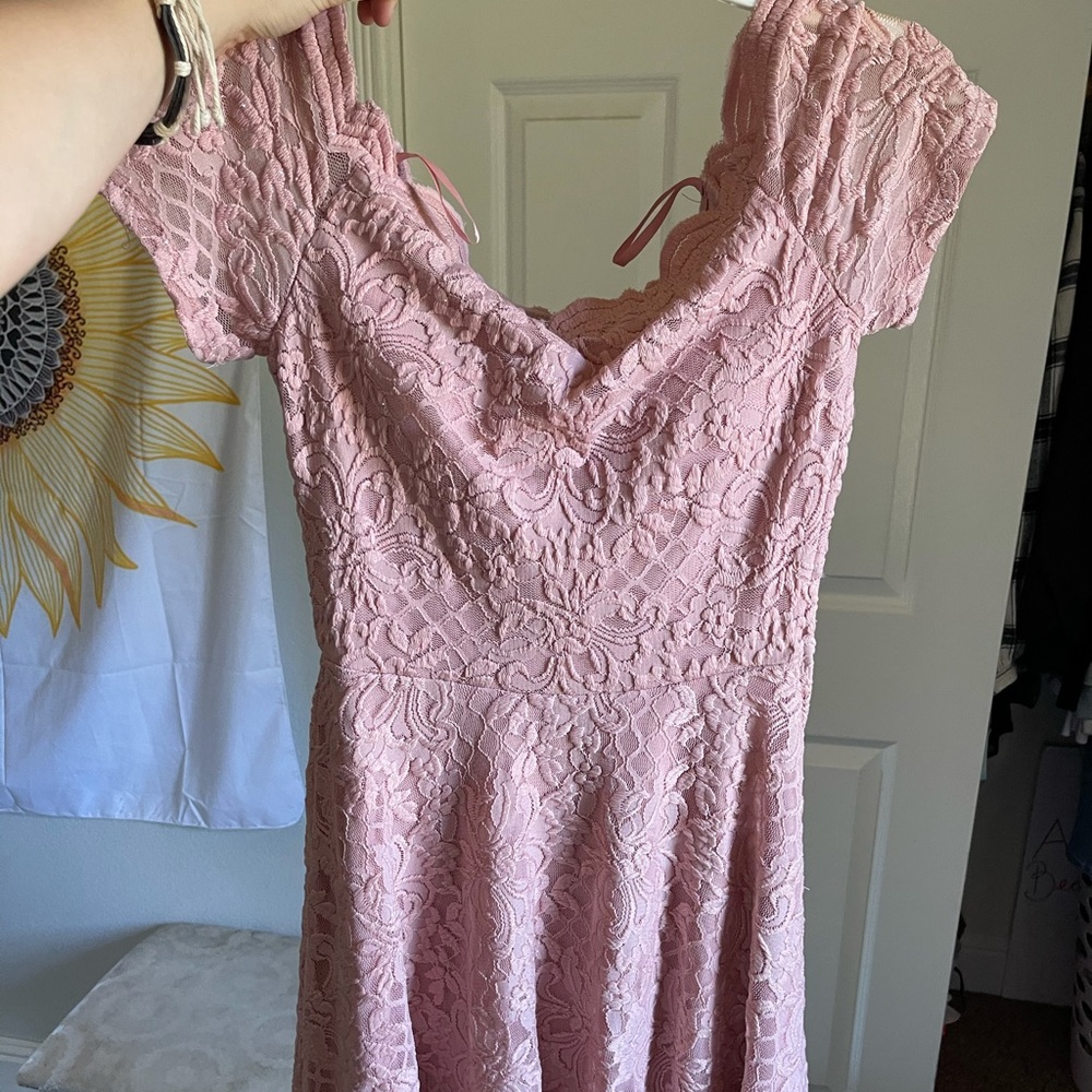 Dusty Rose color dress/w a little bit of sparkle